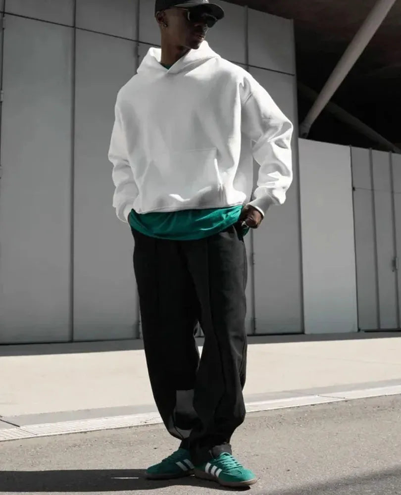 Men Oversized Solid Hoodie Streetwear Loose Pullover Hooded Sweatshirt Casual Hip Hop Basic Pocket Hoodies Women Daily Tracksuit