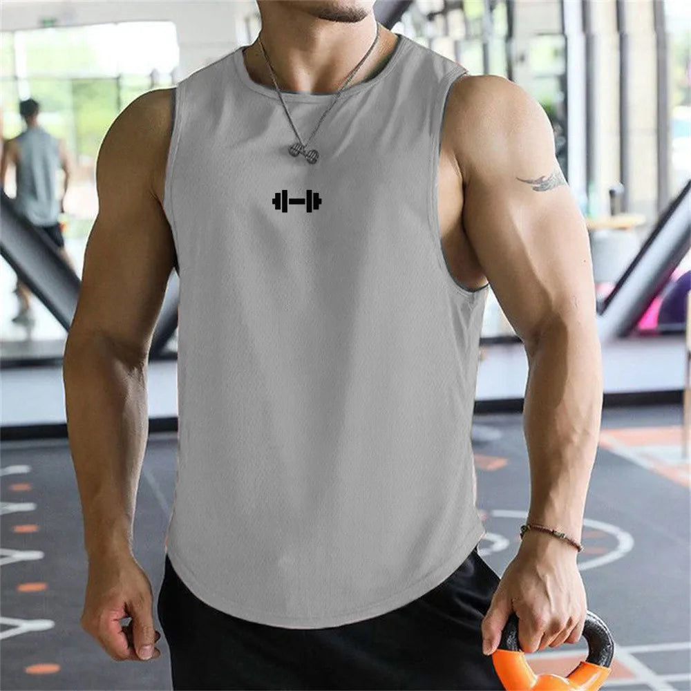Summer Men's Tank Top Fitness Training Clothing Quick-drying Loose Bodybuilding Sleeveless Shirt Men Fashion Basketball Vest