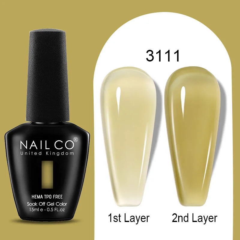 NAILCO 15ml Colorful Jelly Gel Nail Polish Gorgeous Color HEMA TPO FREE Soak Off UV LED Semi Permanent Long Wear Gel Varnish