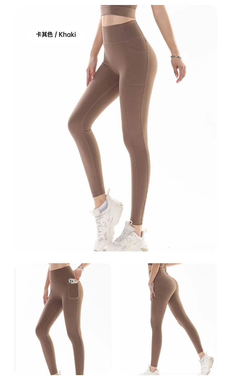 Yoga Leggings for Fitness Legging Sport Side Pocket Pants Female Soft High Waist Leggins Push Up Gym Tights Women