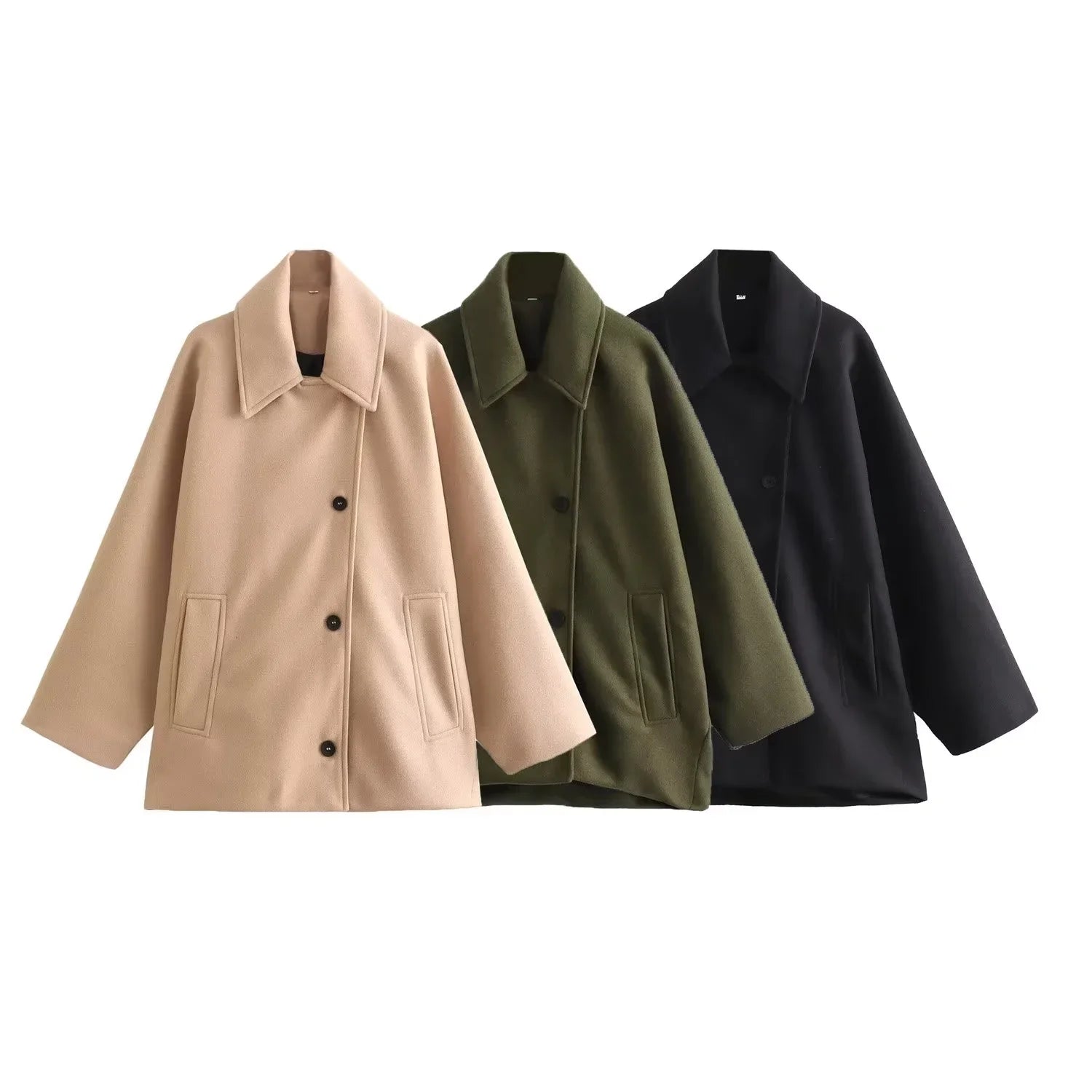 HXAO Woman Winter Coats Faux Wool Coats And Mixtures Oversized Long Coat Women Autumn Long Sleeve Solid Coats Casual Warm Parkas
