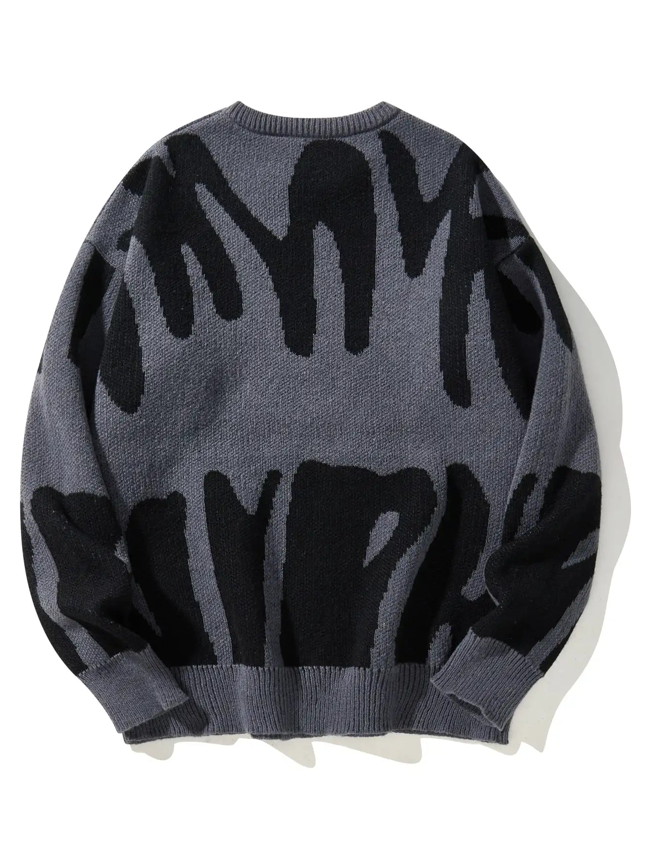 Geometric Knit Contrast Pullover Sweater