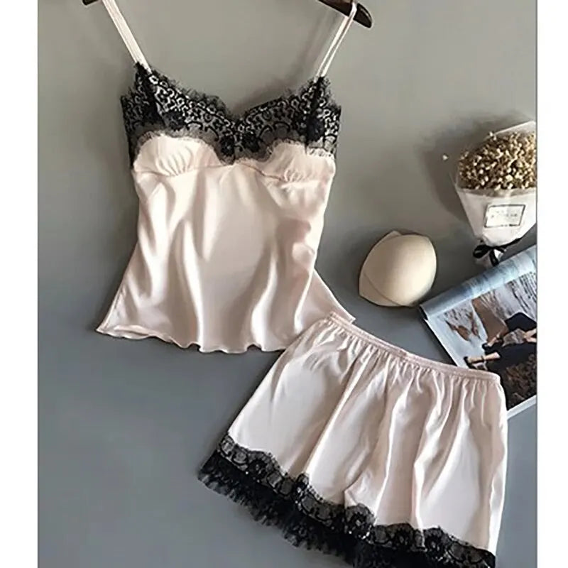 Silk Lace Babydoll Pajama Set