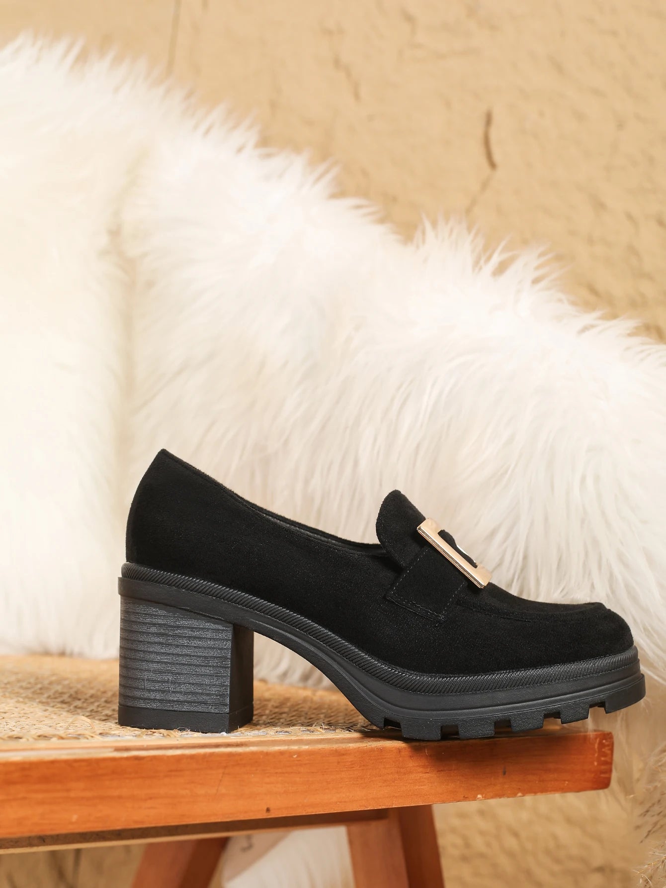 Women Retro Thick Sole Mary Jane Pumps