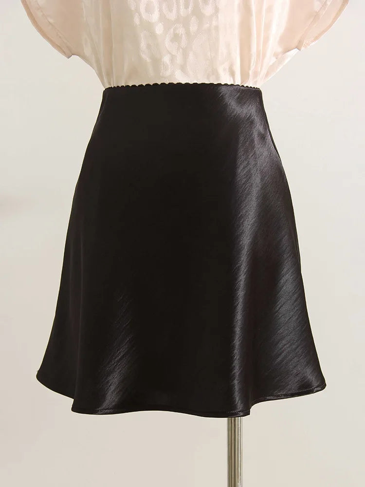 Satin A-Line Office Mini Skirt