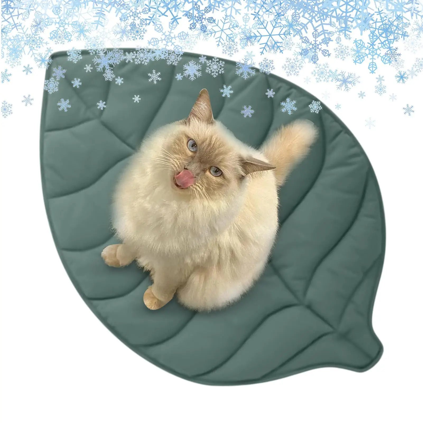 Leaves Shaped Pet Bed Reversible Soft Washable Non Slip Cushion For Cats Dogs Indoor Travel Camping Comfortable Cozy Cooling Mat