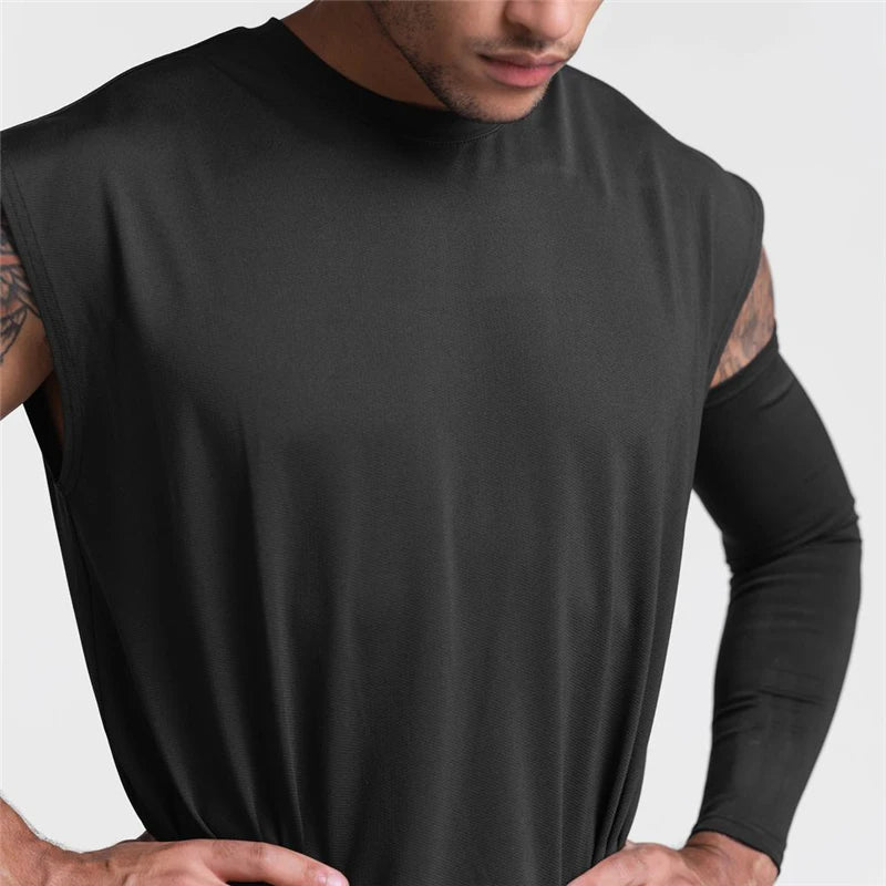Gym Bodybuilding Tank Tops Mens Fitness Training Sleeveless Shirt Workout Muscle Vests Mesh Breathable Quick Dry Loose Singlets
