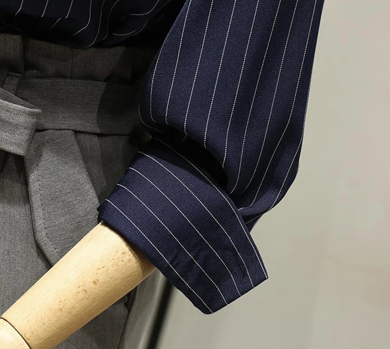 Vintage Striped Loose Shirt Women