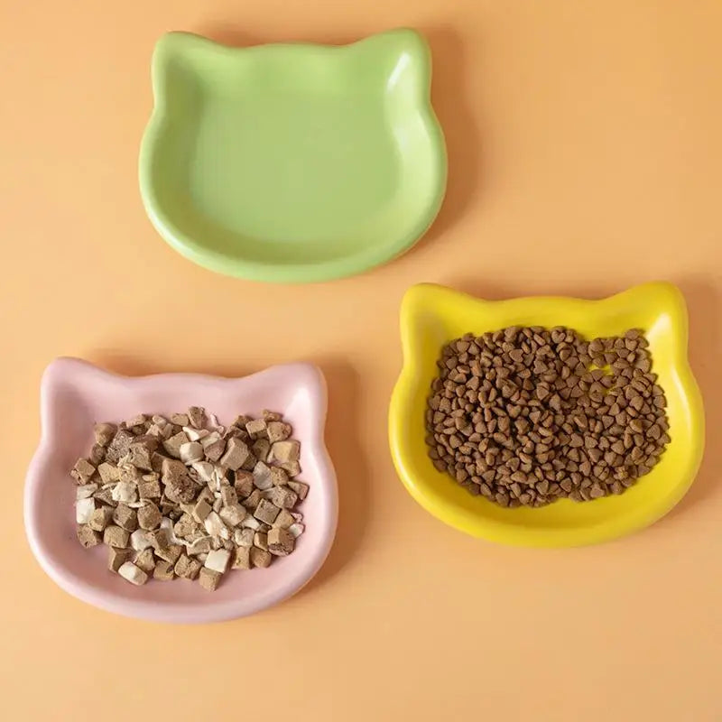 Pastel Cat Head Feeding Dish