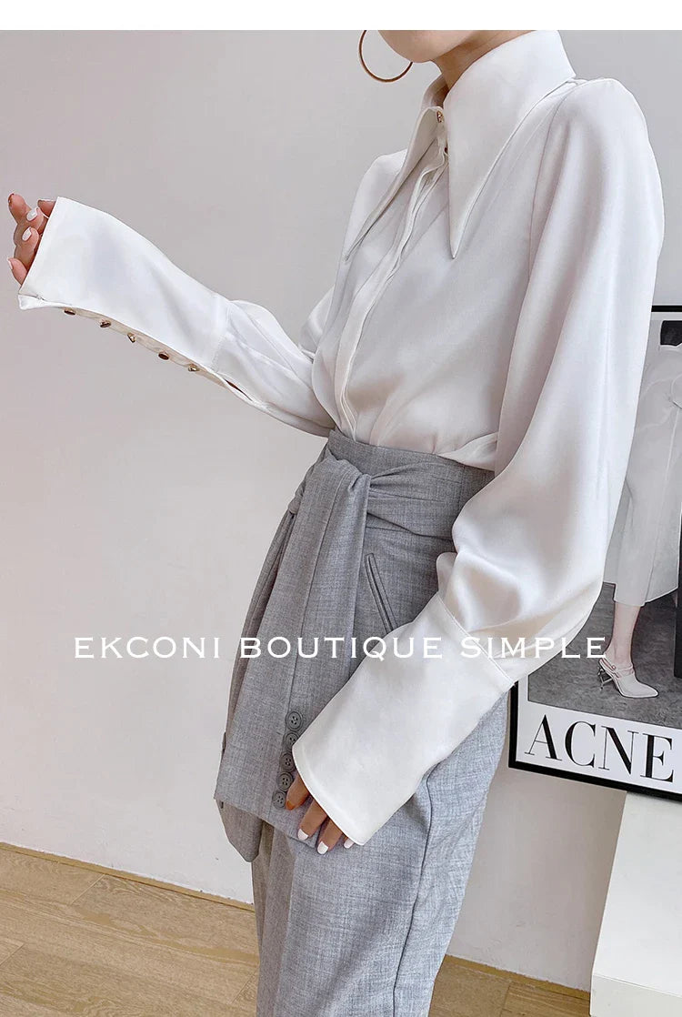 Elegant Satin Office Casual Shirt