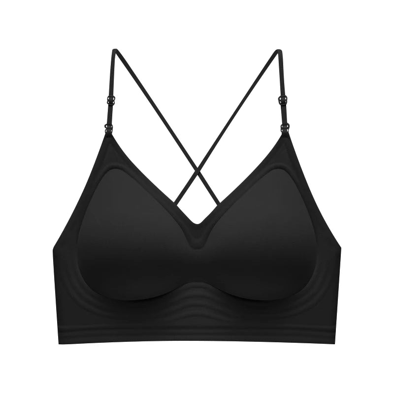 High Elastic Sports Bra 3 Ways Wearing Cross Back Wireless Padded Brassiere Breathable Invisible Yoga Fitness Workout Lingerie