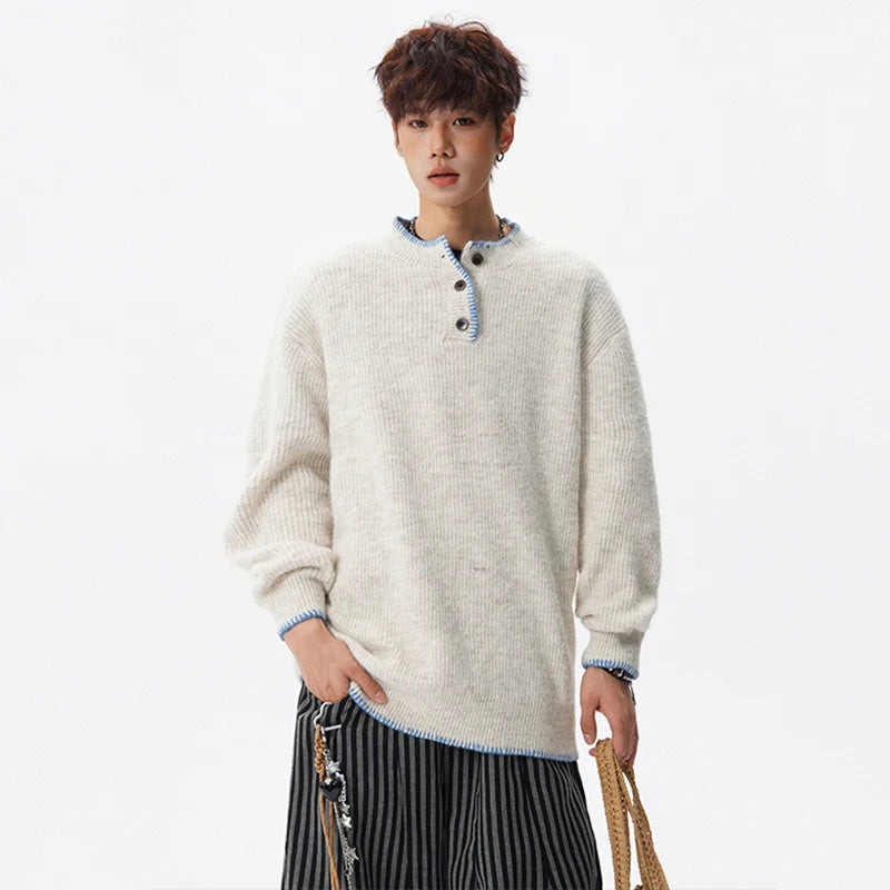 Korean Button Knit Pullover