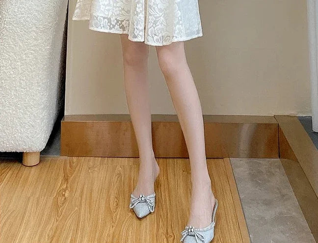 Elegant White Lace Puff Dress