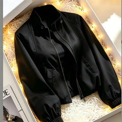 Women's Coat Tops 2026 Spring Autumn New Jacket Fashion Stand Up Collar Short Thin Casual Jacket Tops Assault Outerwear Female