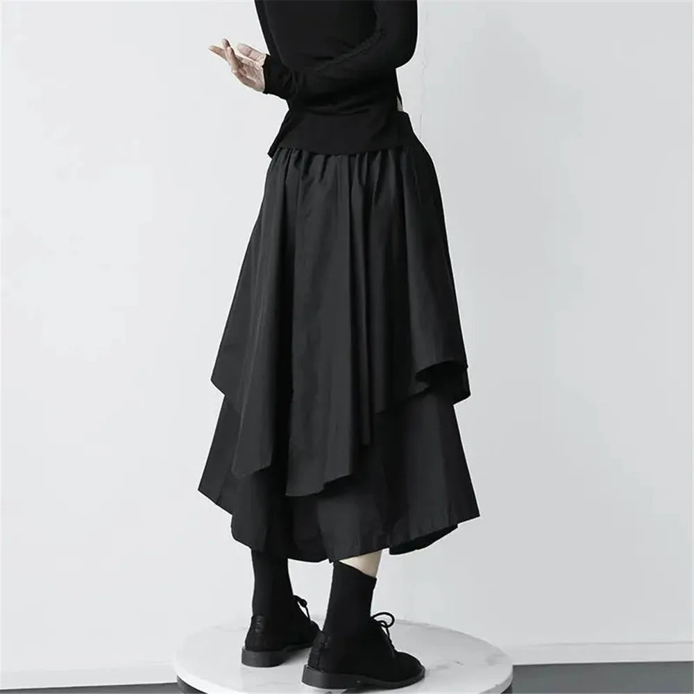 Skirts Pants Women Autumn Solid Asymmetric Trendy Design Simple High Waist Korean Elegant Leisure All-Match Streetwear Chic Ins