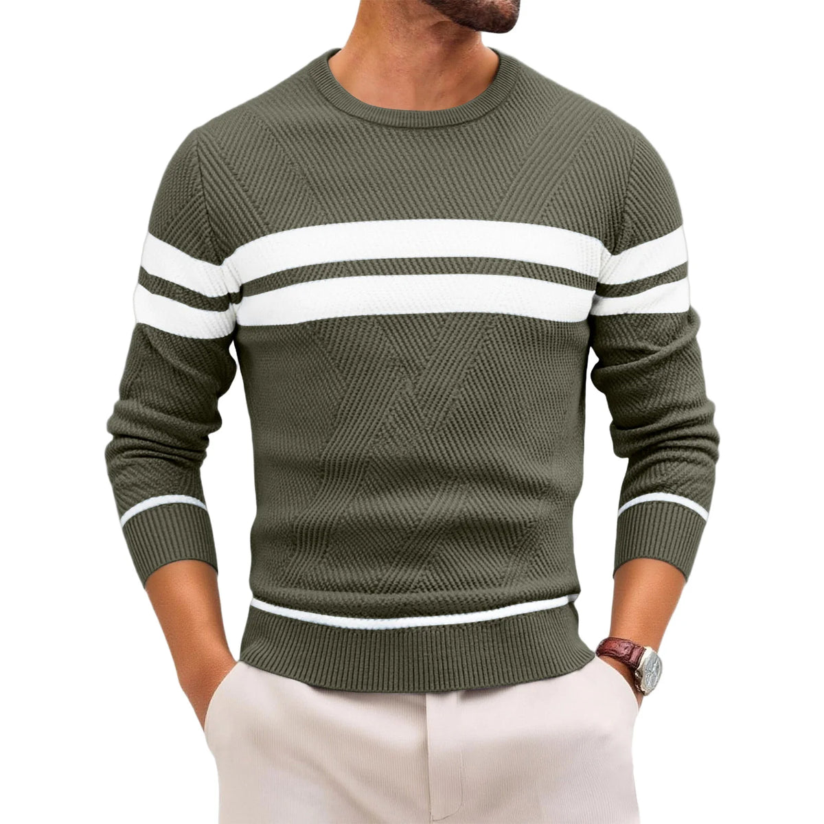 Slim Striped Knit Pullover
