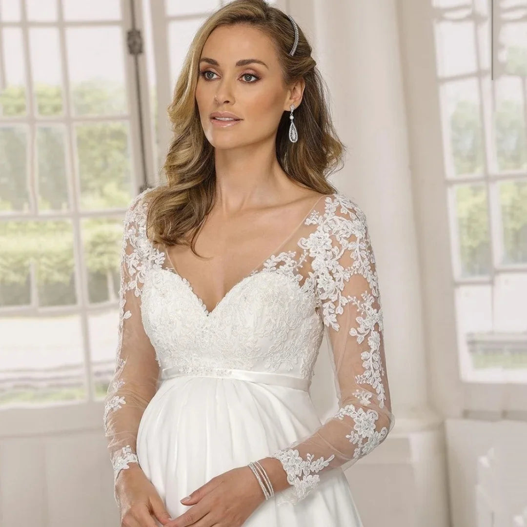 Elegant Lace Maternity Wedding Gown