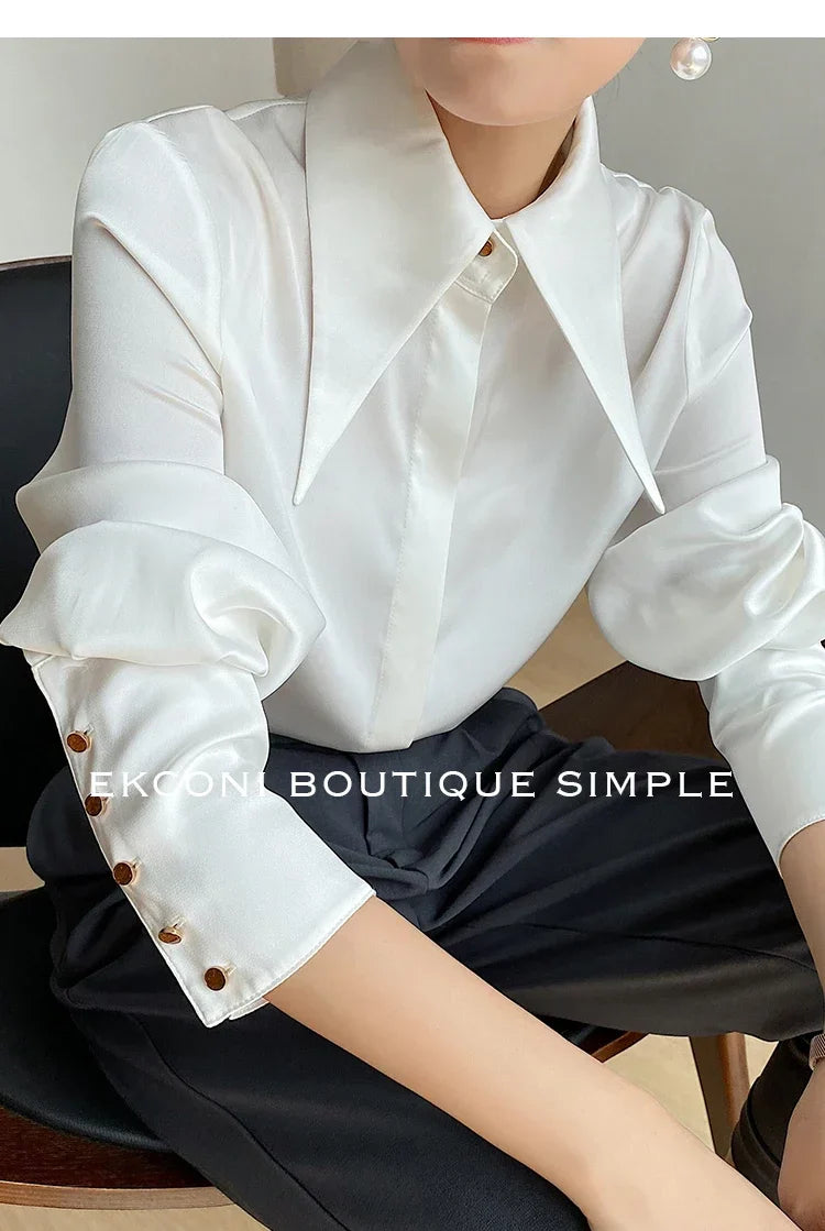 Elegant Satin Office Casual Shirt