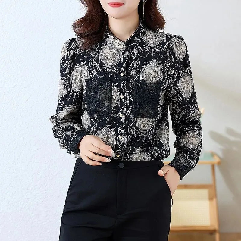 Printed Satin Commuter Shirt Women