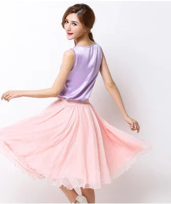 Silk Pleated High Waist Midi