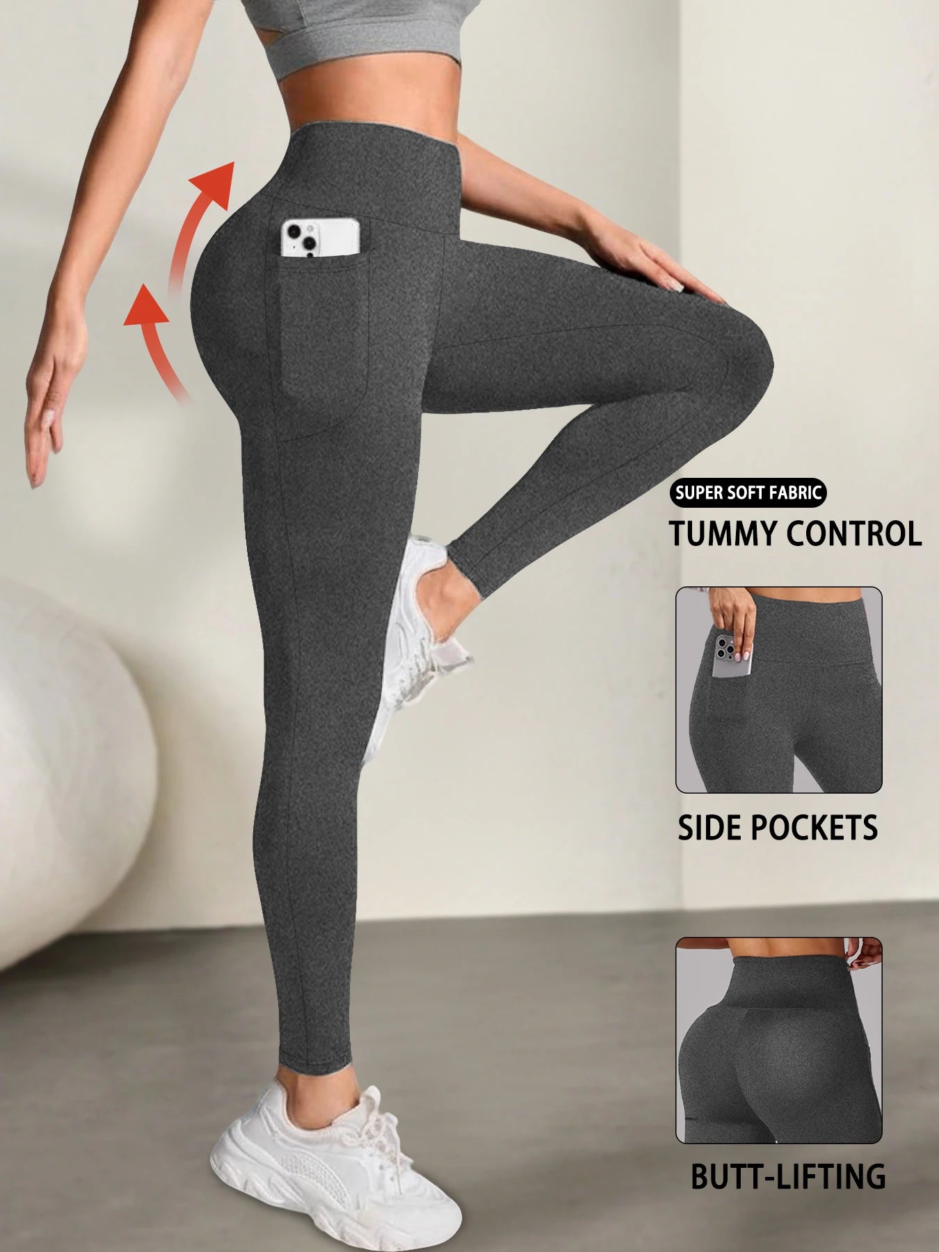 Women's Super Soft Leggings with Pockets, High Waisted Tummy Control for Yoga Workout and Casual Lounge Wear Comfort