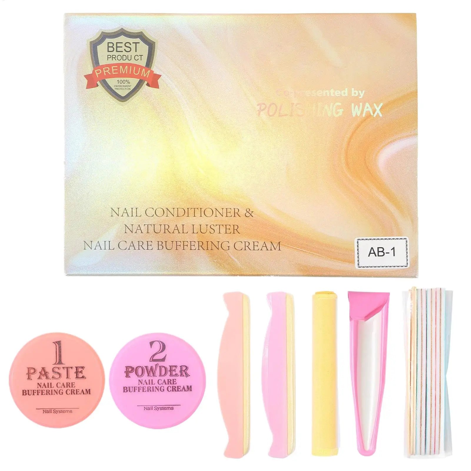 Nail Arts Tool Set With Polishing Wax Natural Nail Manicure Kit 3D Nail Tips Carving Tools For Home Salon Daily Party