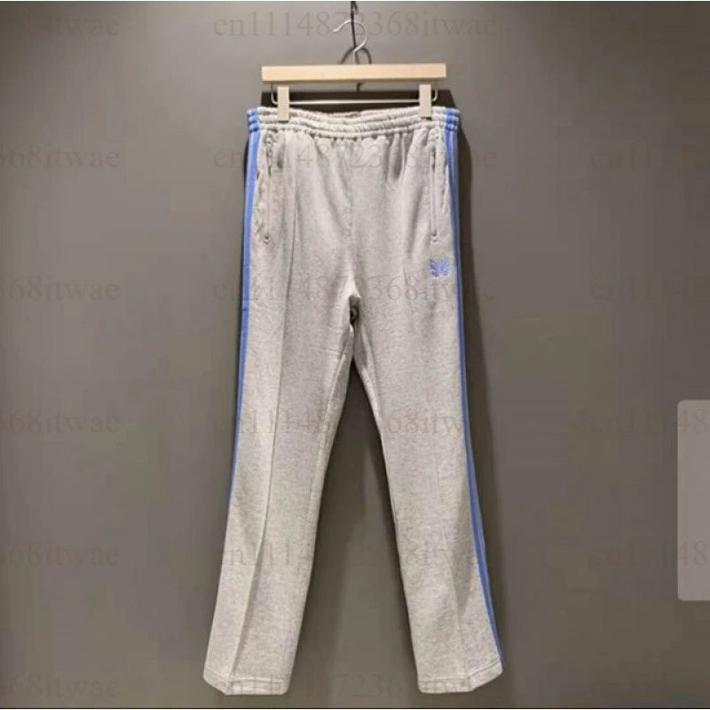 Unisex Embroidery Track Suit Striped Tape Zip‑Up Jacket Pants Set Casual Sportswear Outfit Long Sleeve Athletic Tracksuit Set