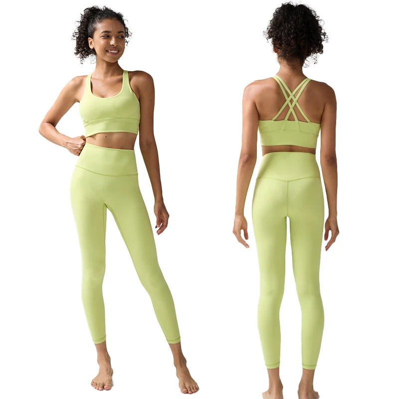 Women's Yoga Set Workout Set 2 Piece High Waist Yoga Leggings Sports Bra Gym Suit Activewear Sports Fitness Set Sports Suit