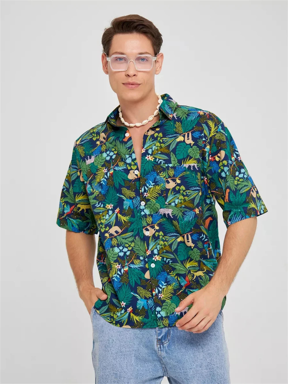Floral 3D Print Casual Shirt