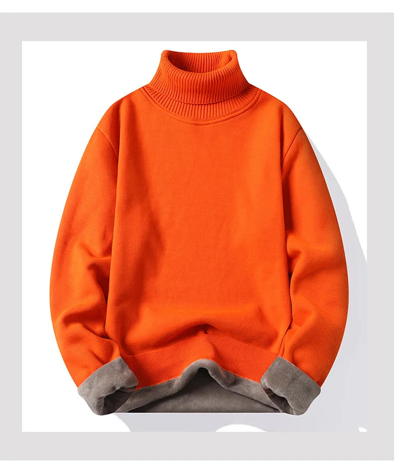 Men's Fleece Thicker Sweater Turtleneck Warm Pullover High Quality Male Slim Knitted Wool Sweaters For Winter Plus Size 4XL