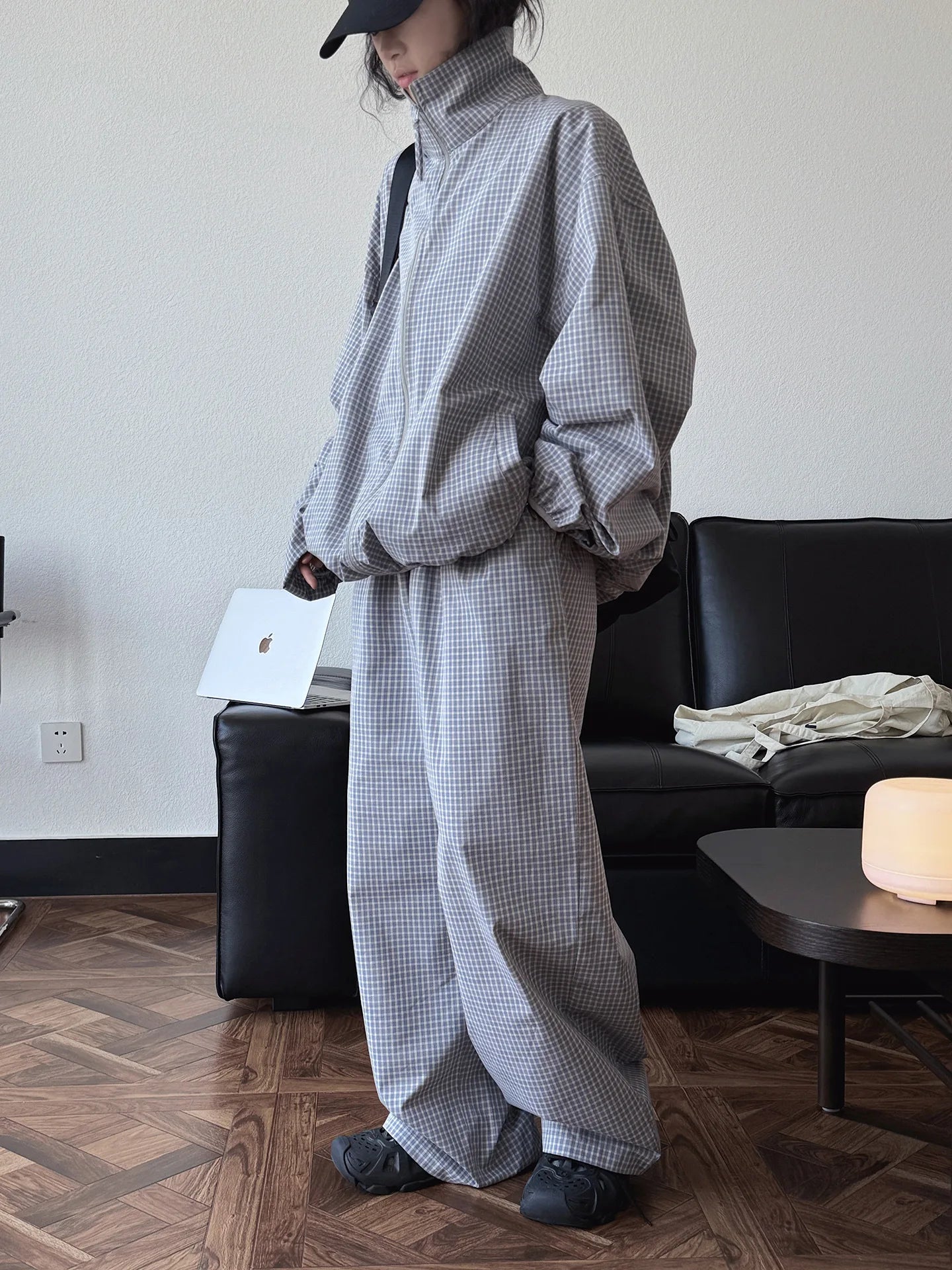 2026 Women Summer Long Pants High Waist Wide Leg 80% Cotton Plaid Pants Fashion Clothes Vintage Pants Female Trousers