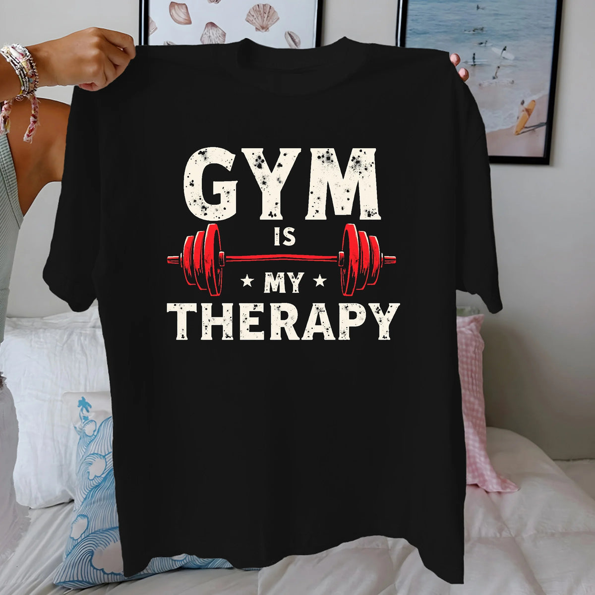 Barbell “Gym Is My Therapy” Cotton T-Shirt