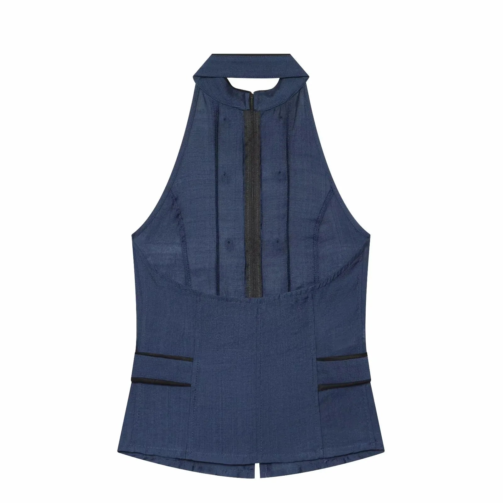 Women Summer Elegant Silk Texture Tops Fashion Women Vacation Halter Backless Beach Style Party Lady Tops