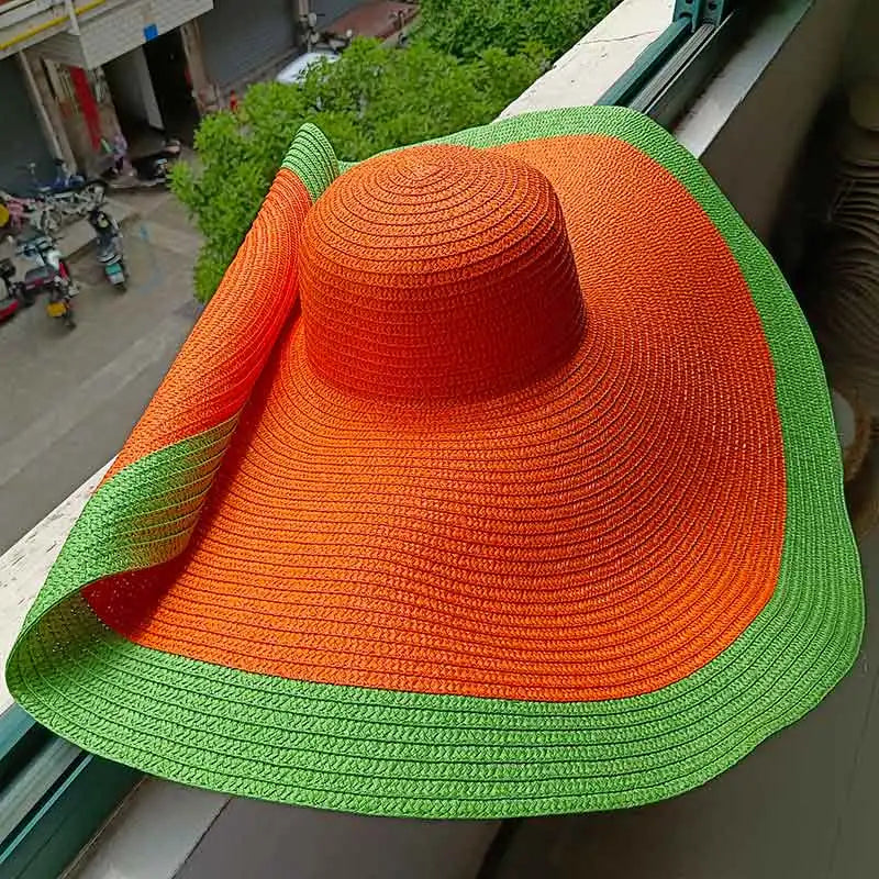 60cm Oversized Foldable Straw Sun Hat