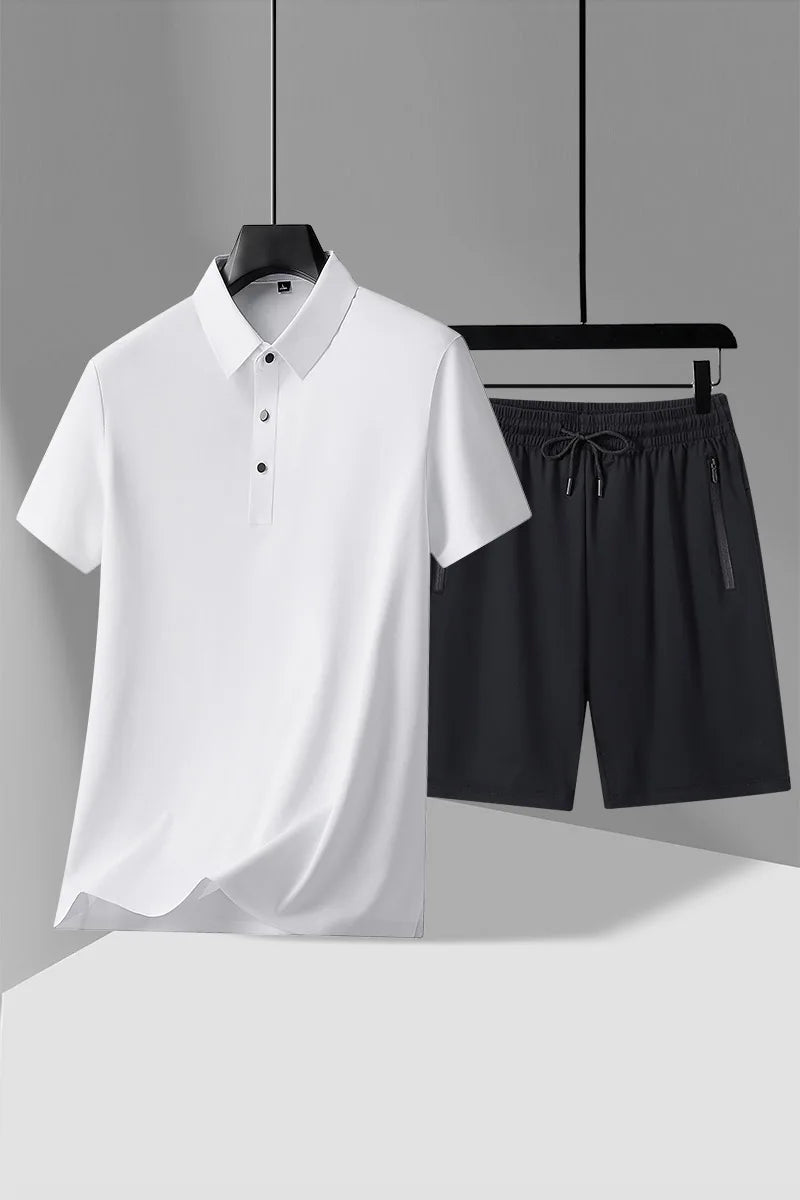 polo Shirts + shorts 2024 summer new style fashion Sportswear Men's Casual Sets Male Fashion shirts and shorts full size M-4XL