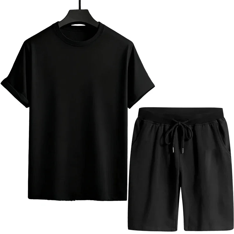 Men's Tracksuit T-shirts and Sports Shorts Urban Casual Fashion Short Sleeve Outfits Male Summer Home Outdoor Comfort Tees Set