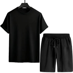 Men's Tracksuit T-shirts and Sports Shorts Urban Casual Fashion Short Sleeve Outfits Male Summer Home Outdoor Comfort Tees Set