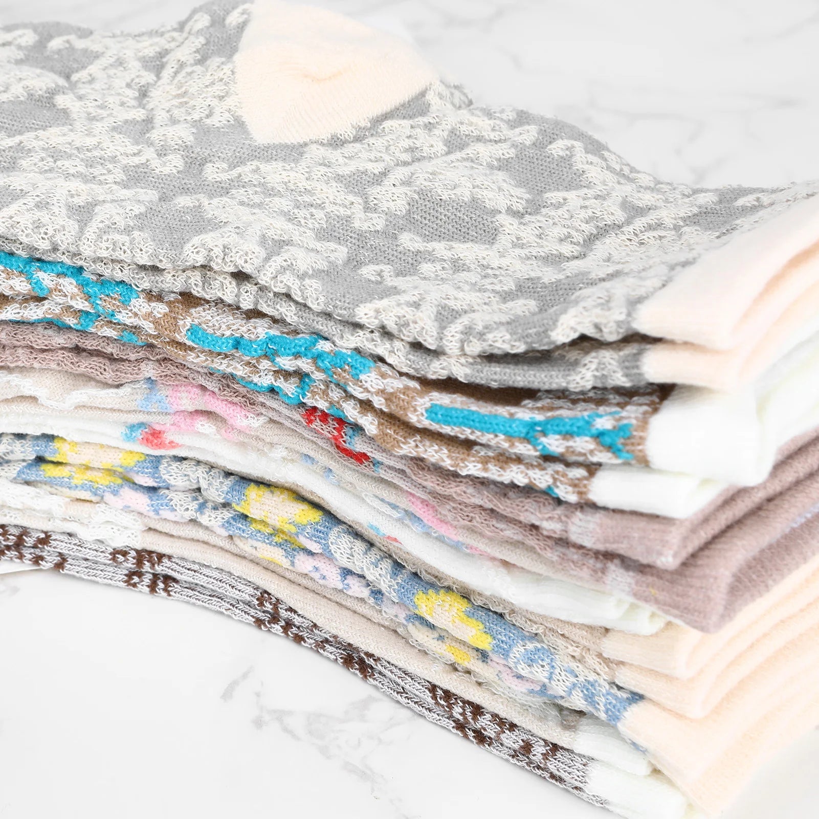 Colorful Floral Calf Socks Set