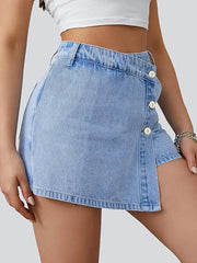 Trendy Asymmetric High Waist Denim Shorts