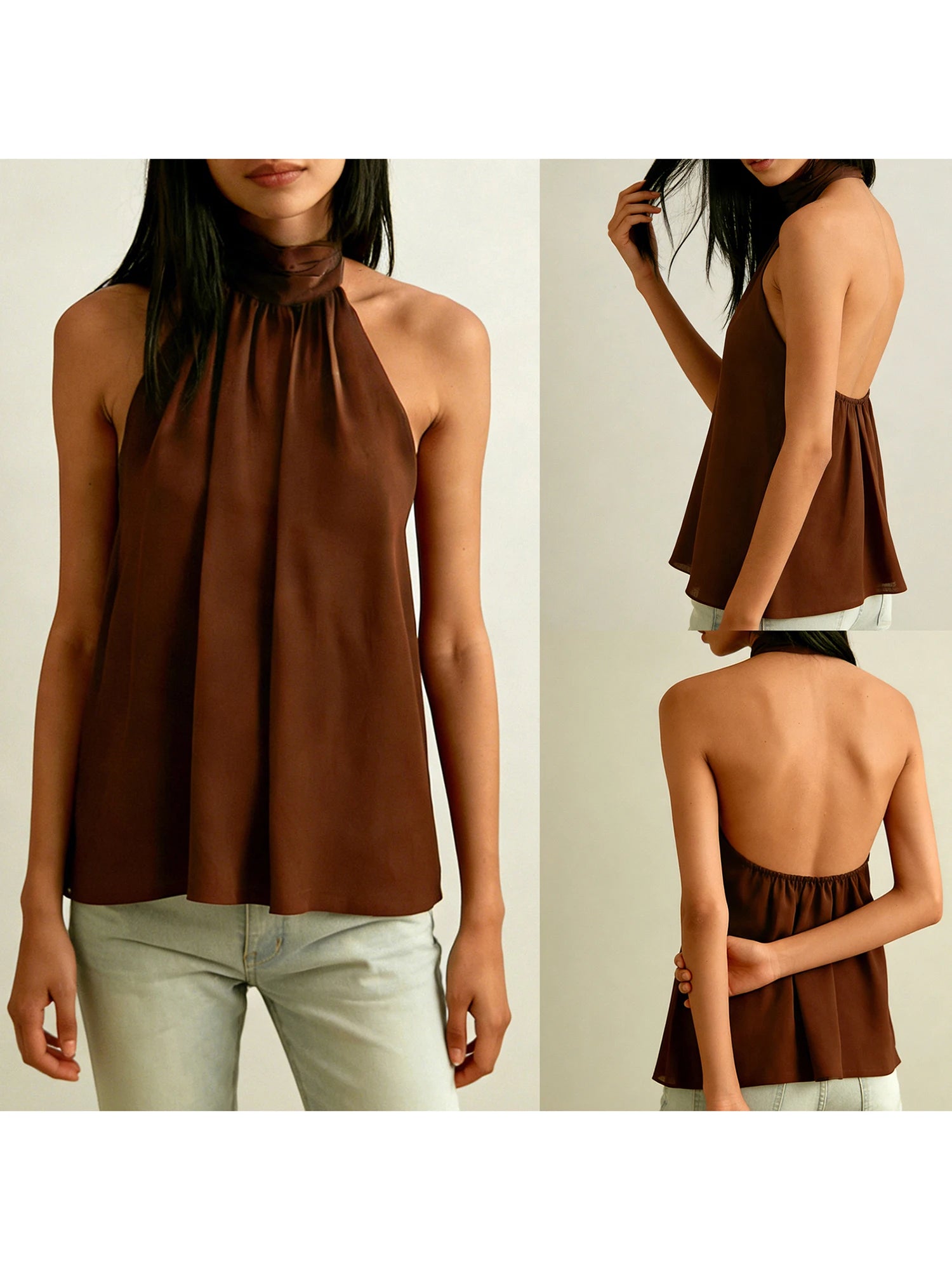 Women's Halter Tops Casual Loose Fit Stylish Solid Color Sleeveless Vest Suitable for Summer