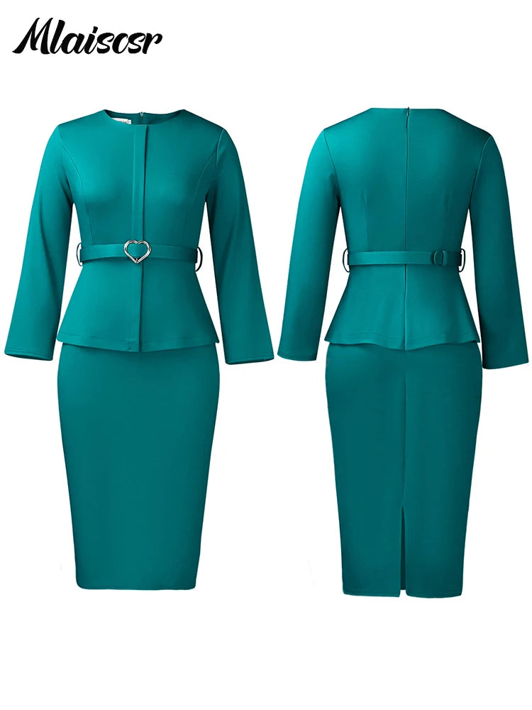 Pencil Midi Dress with Waist Sash