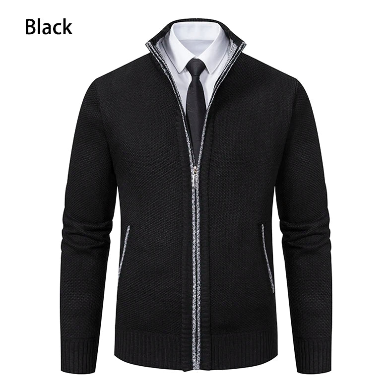 Stand Collar Fleece Zip Cardigan