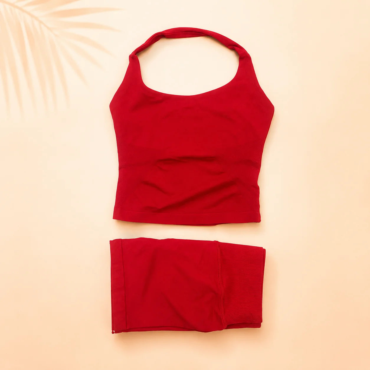 Women Seamless Yoga Set Halter Sports Bra Scrunch Butt Shorts 2 Piece Gym Workout Fitness Activewear High Waist Athletic Outfit