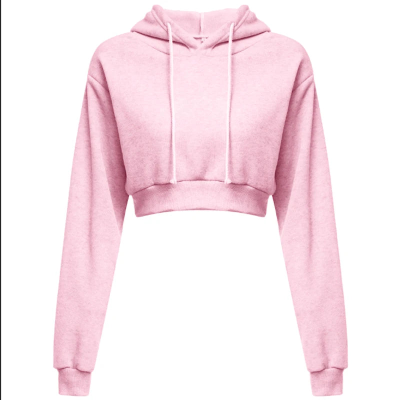 Cropped Hooded Pullover Sweatshirt Women
