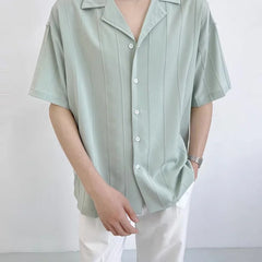 Striped Short Sleeve Shirt Men