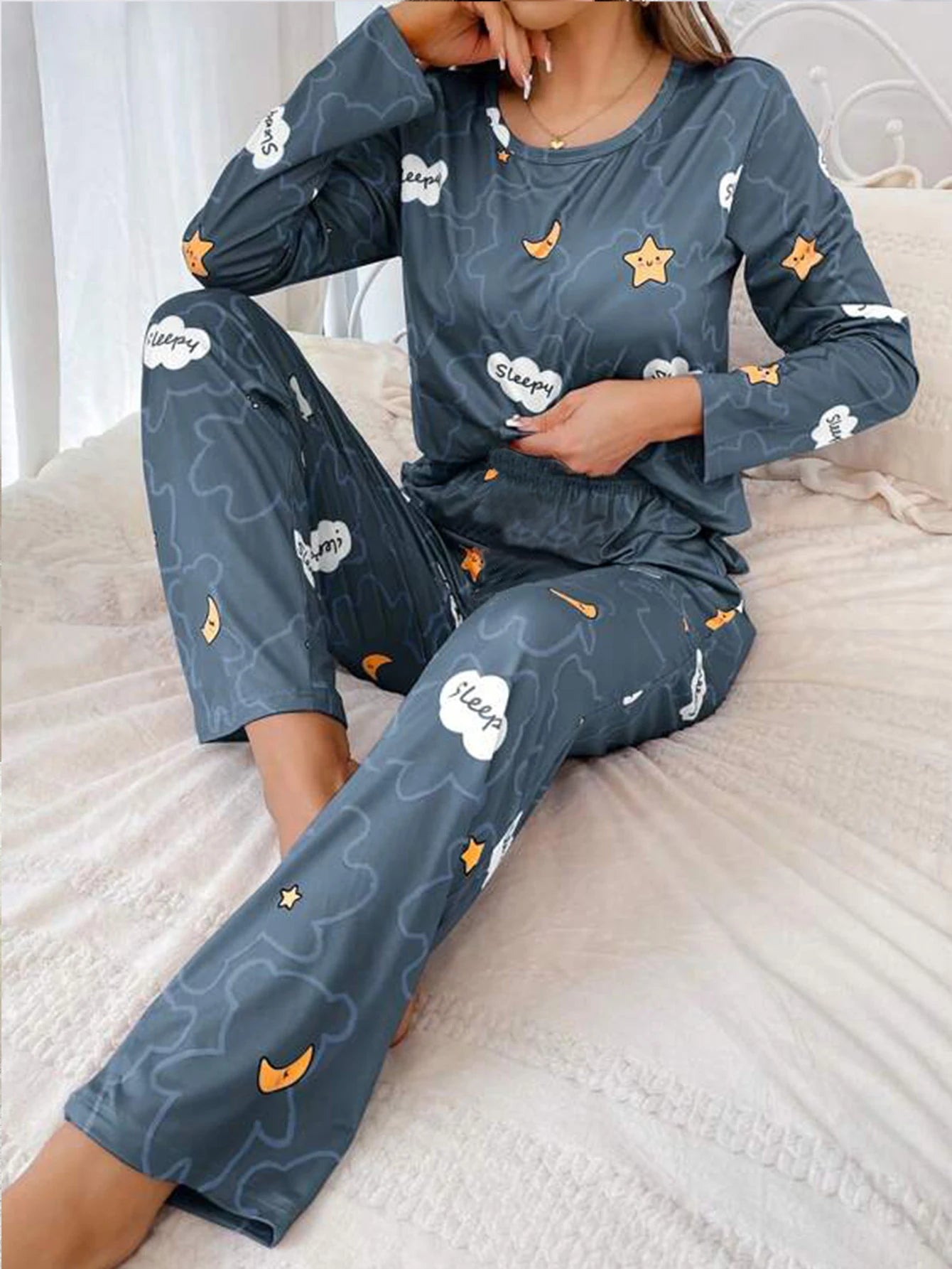 Cloud Print Lounge Pajama Set
