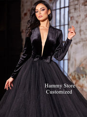 Black Gothic Bridal A-Line Gown