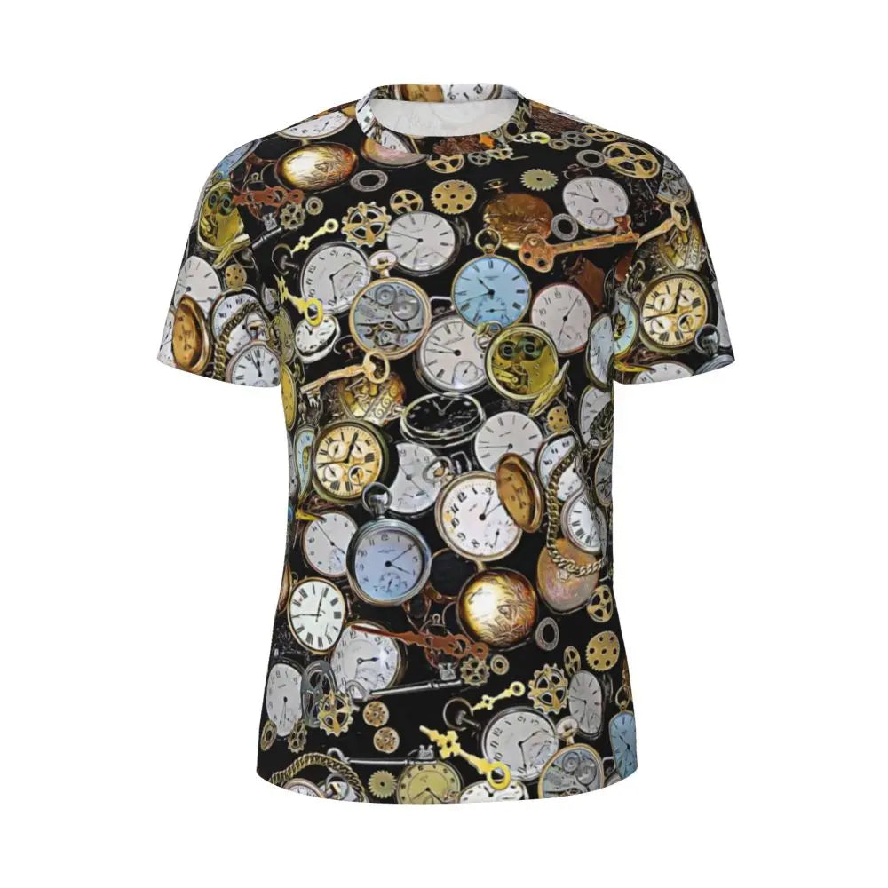 Gym T Shirt For Men Steampunk Design T-Shirts Fashion Wonderful Clockwork Vintage Summer Tees O Neck Streetwear Design Tops
