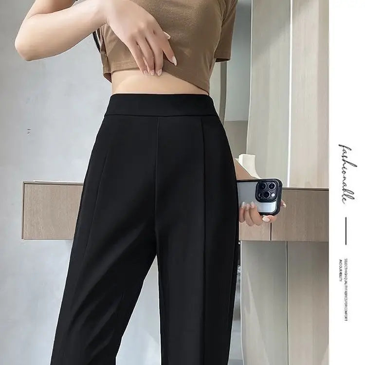 Women's Wide-Leg Pants High-Waisted with Bow Tie Detail Side Slits