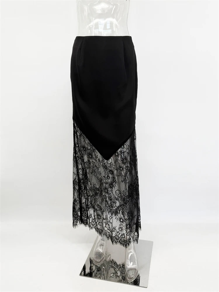 Patchwork Lace High Waist Maxi